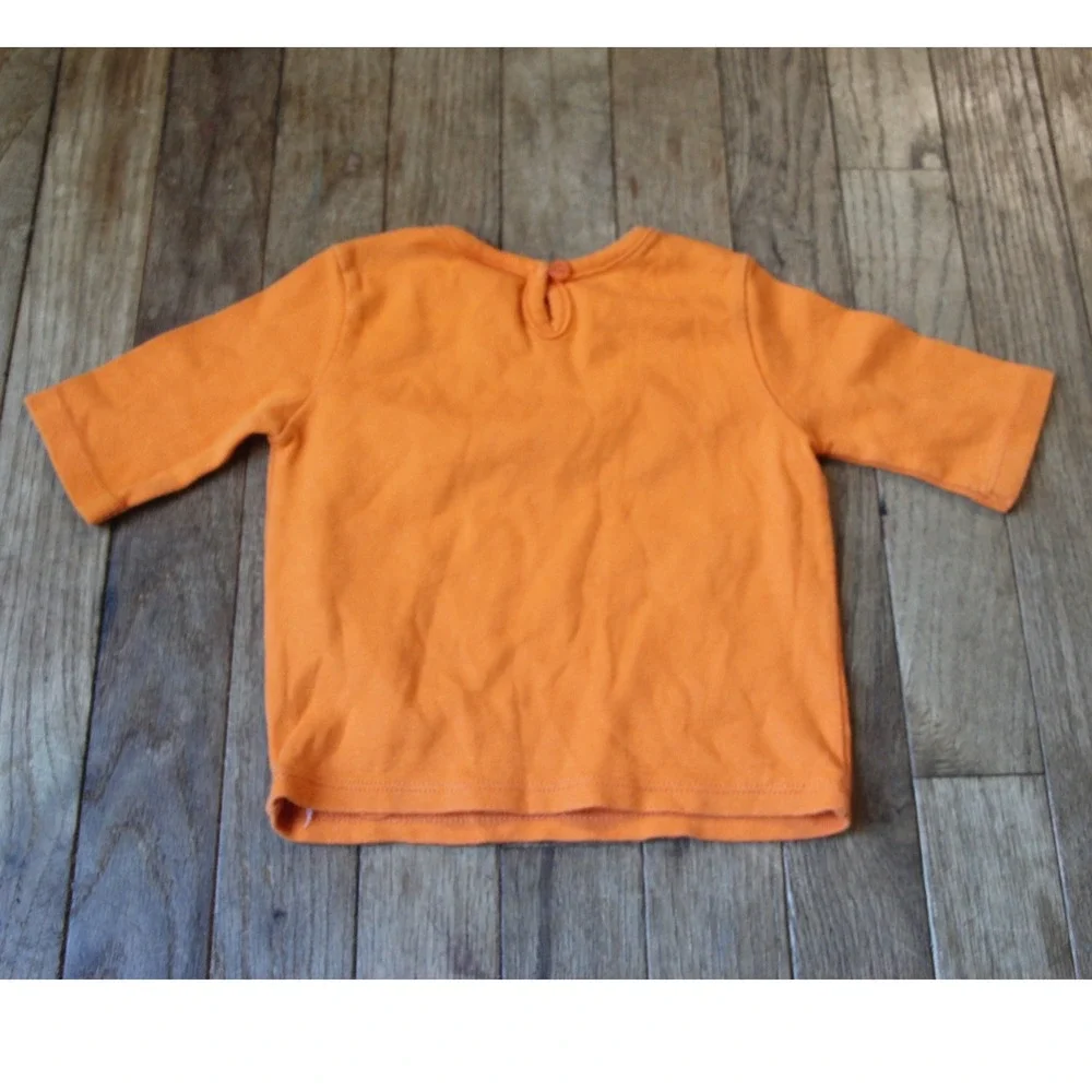 Baby GAP Orange‎ Giraffe Embroidered Long Sleeve Top Shirt 6-12 Months